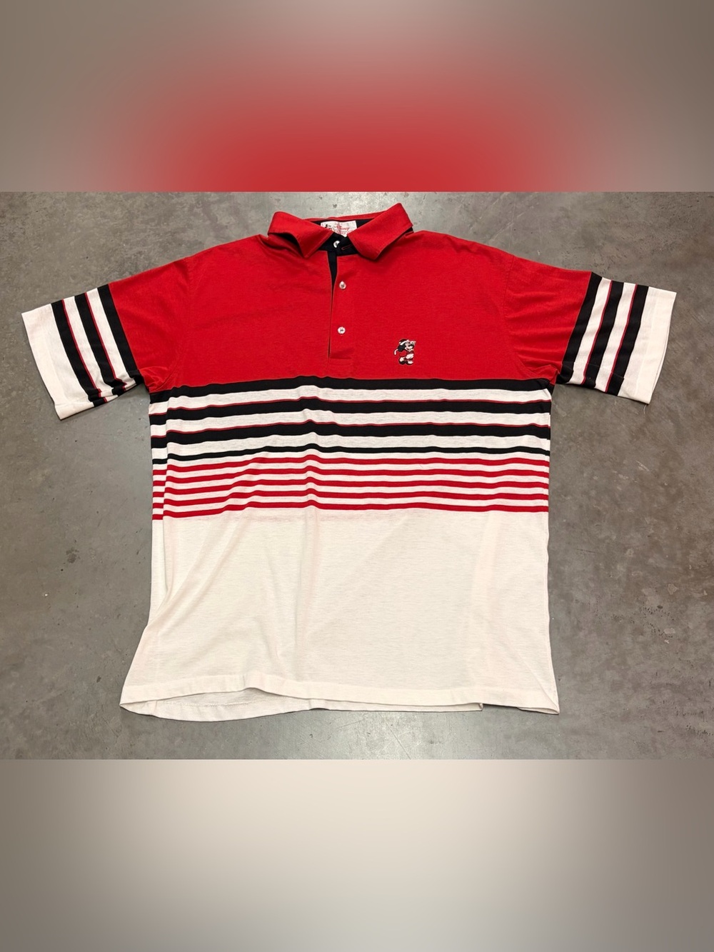 Disney Red, White & Black Striped Men's Polo